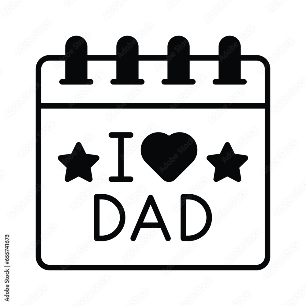 Fathers Day calendar vector design isolated on white background Fathers Day calendar vector design isolated on white background