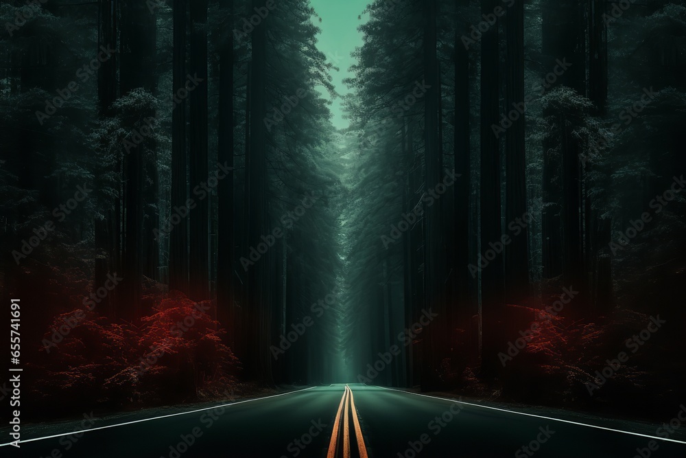 Fototapeta premium redwood highway wallpaper with trees, in the style of atmospheric portraits
