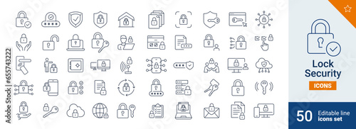 Lock icons Pixel perfect. Home, message, key, ....