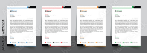 corporate modern letterhead bundle design template with red, yellow, blue and  green color.
creative modern letterhead design for your project. Printable size, letterhead, letter head, Business