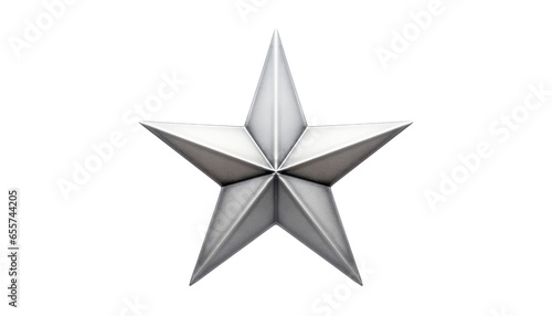 silver star isolated on transparent background cutout
