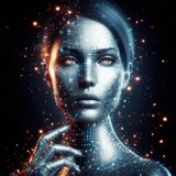 Futuristic AI-Generated Face, GENERATIVE AI
