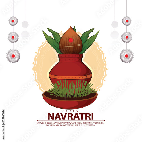 creative vector illustration of Navratri,Durga puja with decorative face of Durga maa for Navratri festival.
