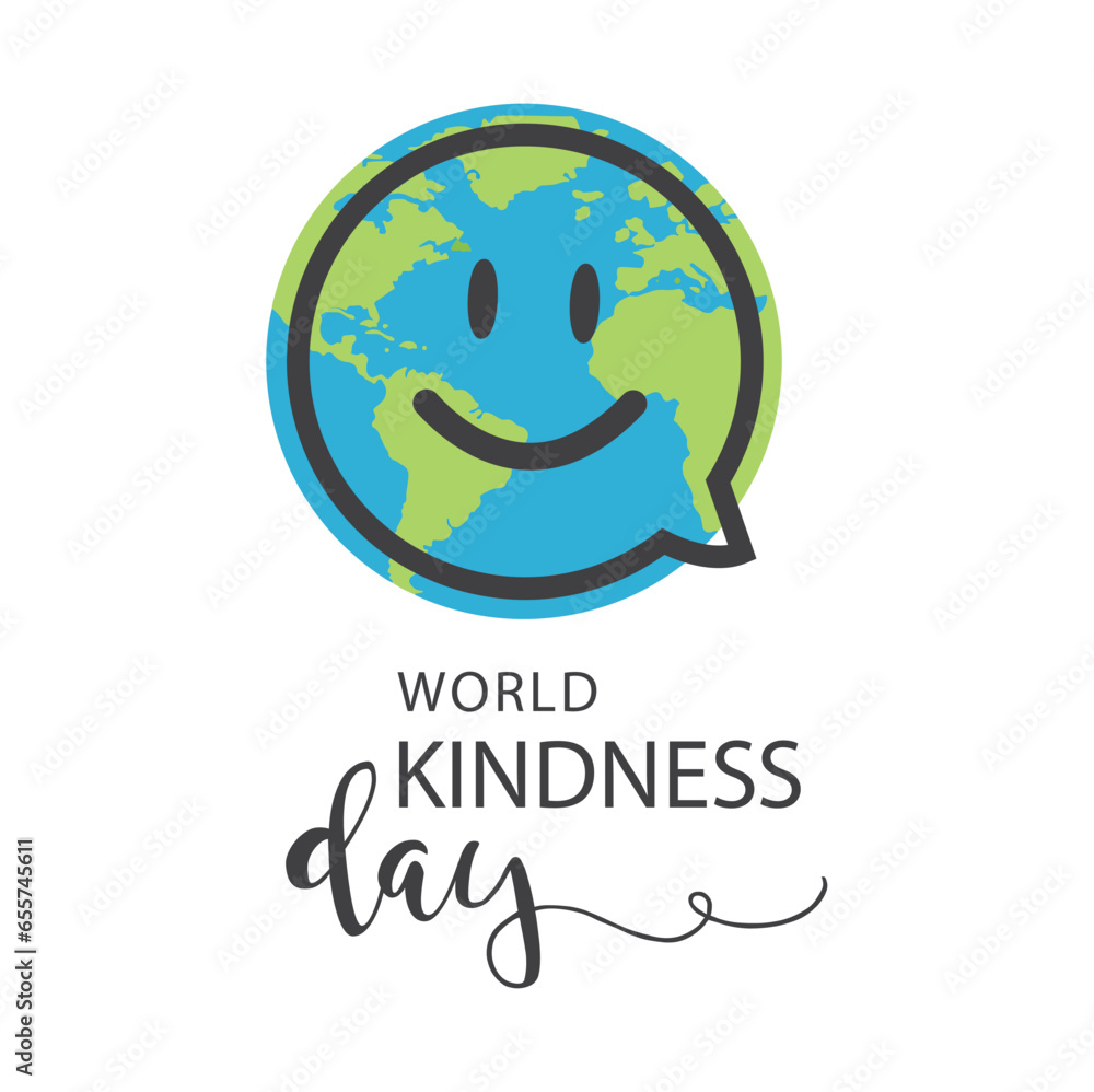 World kindness day, smiling face and heart - design template. World kindness day, smiling face and heart - design template.