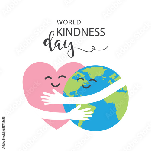 World kindness day, smiling face and heart - design template.