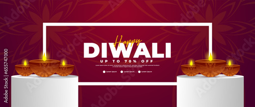 Diwali celebration banner design, suitable for retail promotional needs