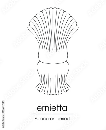 Ernietta, an Ediacaran period creature, black and white line art. Perfect for coloring and educational purposes.