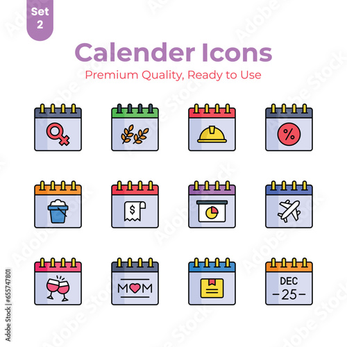 Get your hold on this beautifully designed calendar vectors set, ready for premium download