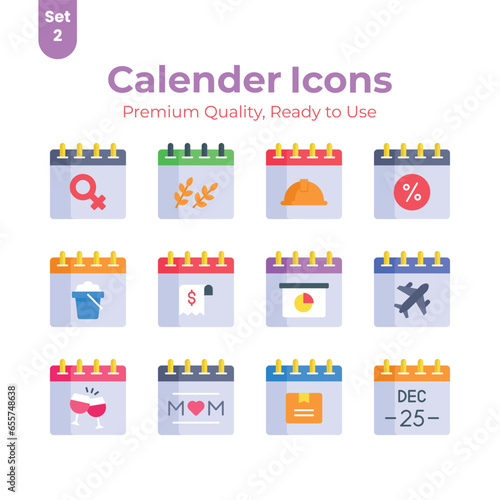 Get your hold on this beautifully designed calendar vectors set, ready for premium download