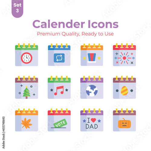 Get your hold on this beautifully designed calendar vectors set, ready for premium download