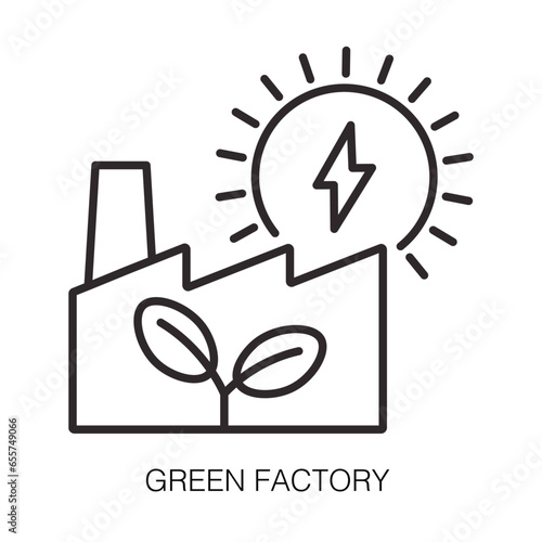 Eco factory icon. Collection of renewable energy, ecology and green electricity icons. Vector illustration.
