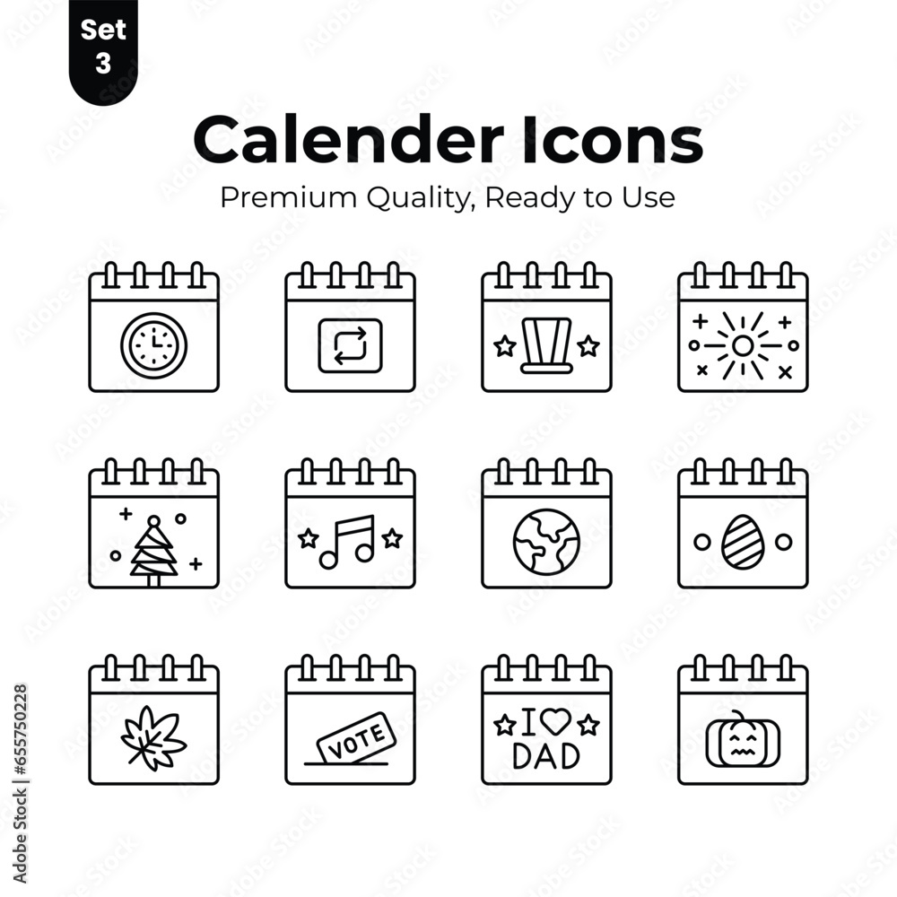 Get your hold on this beautifully designed calendar vectors set, ready for premium download