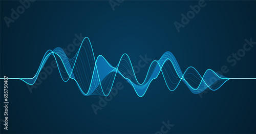 Waves of the equalizer on blue backgroun