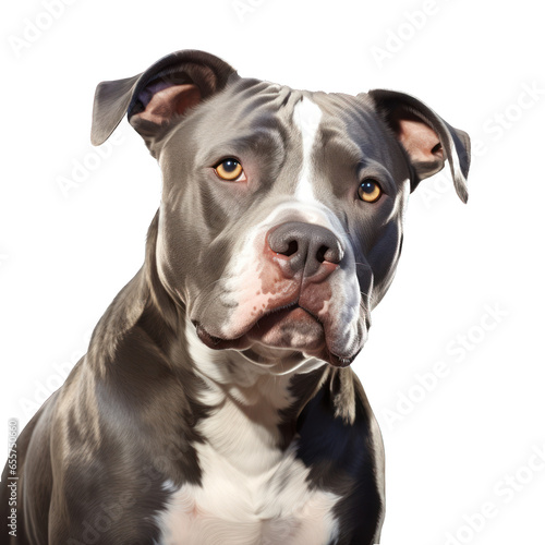 American pitbull terrier dog on transparent background.