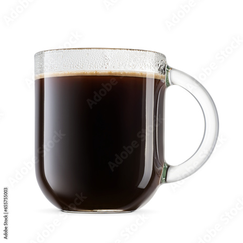 Coffee americano in a transparent glass mug isolated. Transparent PNG image. photo