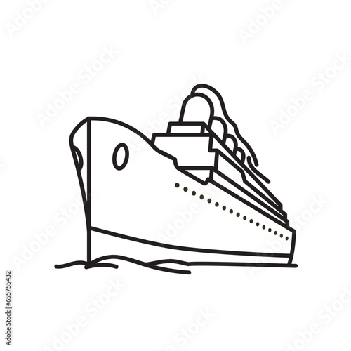 Vintage cruise ship vector line icon for Take A Cruise Day on February 3