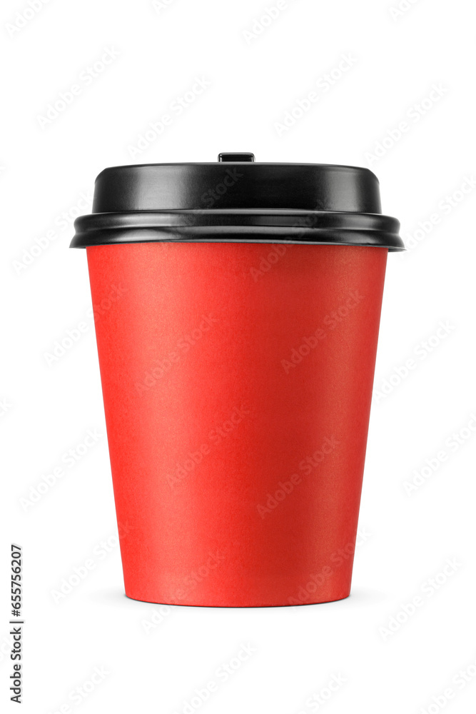 Red paper disposable cup for hot drinks to go. Take away beverages container isolated. Transparent PNG image. Red paper disposable cup for hot drinks to go. Take away beverages container isolated. Transparent PNG image.