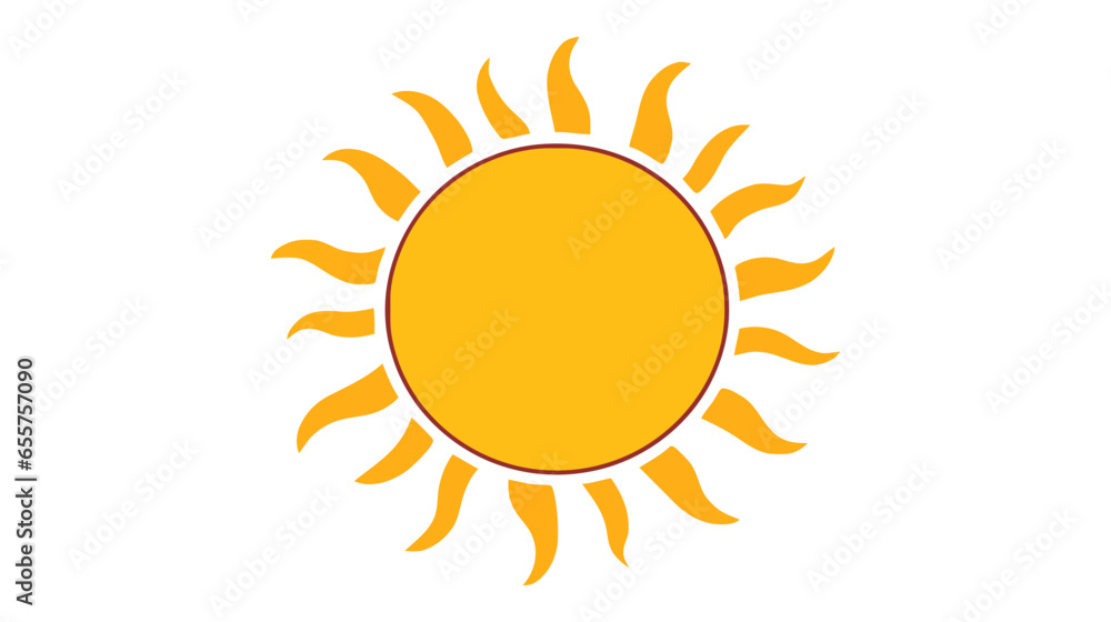 Sun. Yellow icon on white background. Vector illustration Sun. Yellow icon on white background. Vector illustration