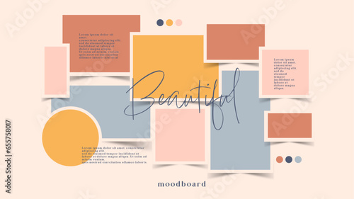 Vector photo collage template moodboard pictures grids vector illustration