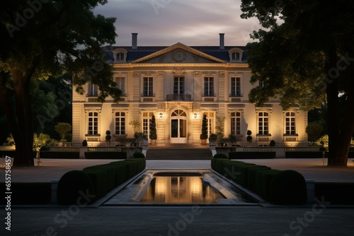 An acclaimed winery, Chateau Margaux, situated in the Bordeaux area of France. Generative AI photo