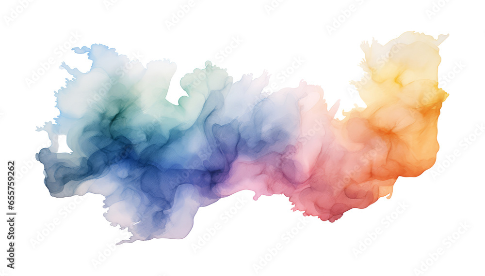abstract watercolor hand painted isolated on transparent background cutout