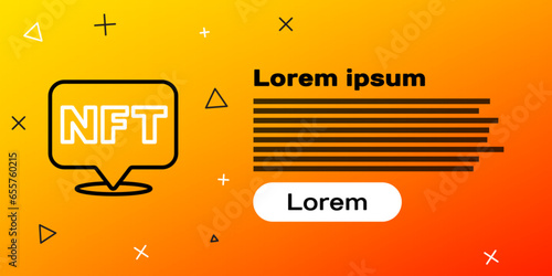 Line NFT Digital crypto art icon isolated on yellow background. Non fungible token. Colorful outline concept. Vector