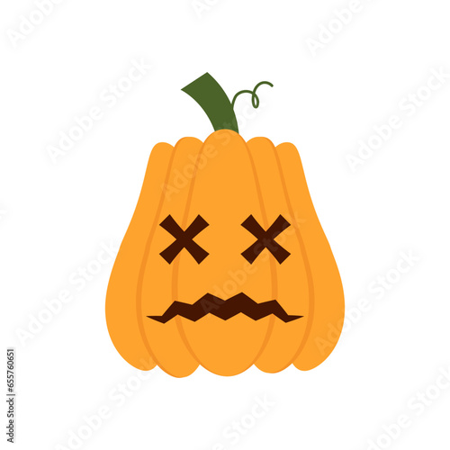 Eerie Halloween Pumpkin Emoticon: Creepy Expression