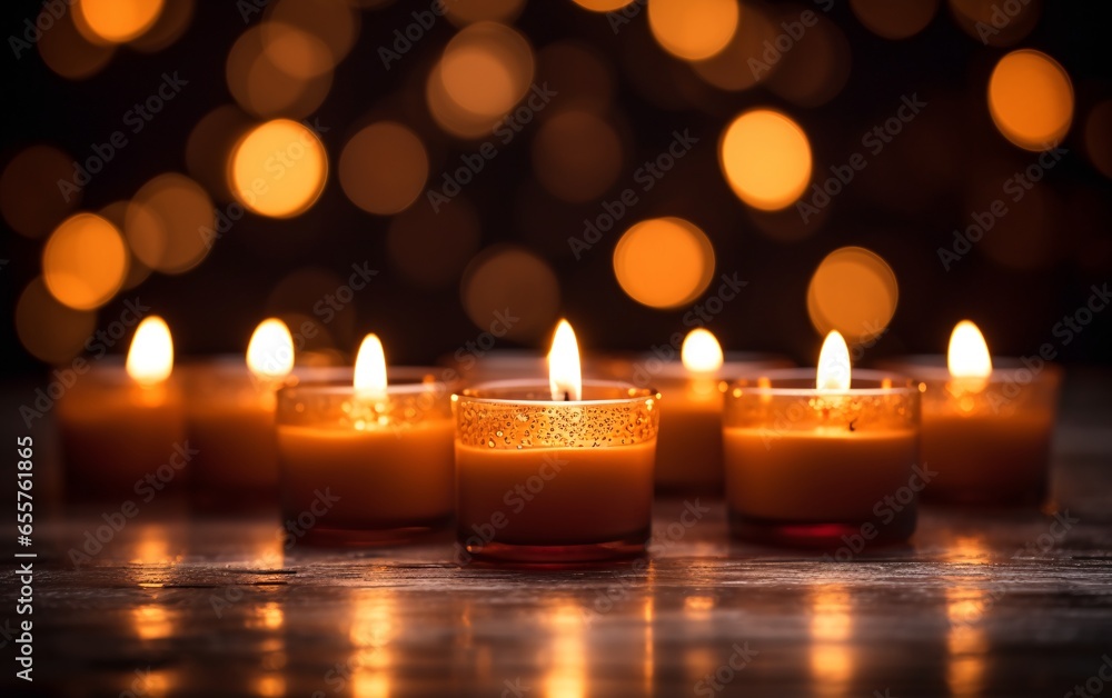 Burning candles on dark background Burning candles on dark background