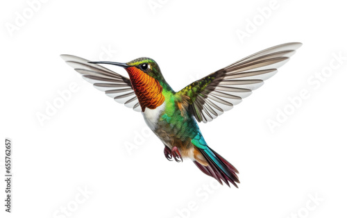 Colorful Flying Tiny Hummingbird Isolated on White Transparent Background. ©  Creative_studio