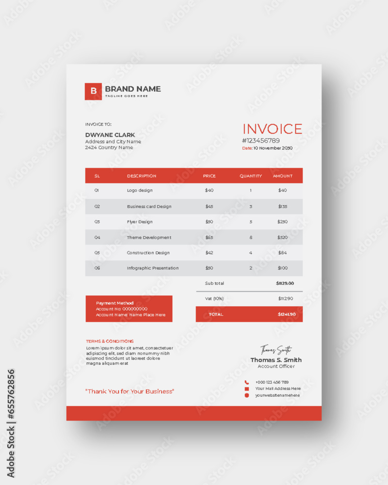 Minimalist Invoice template design. Easy to edit and customize. Vector design Minimalist Invoice template design. Easy to edit and customize. Vector design