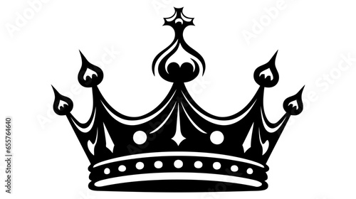 Vector black crown icon isolated on white background