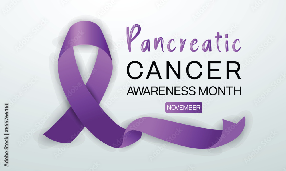 Pancreatic Cancer Awareness Month design with gradient purple ribbon. Vector illustration Pancreatic Cancer Awareness Month design with gradient purple ribbon. Vector illustration