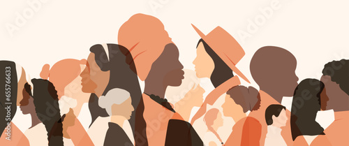 Women of different ethnicities together. 