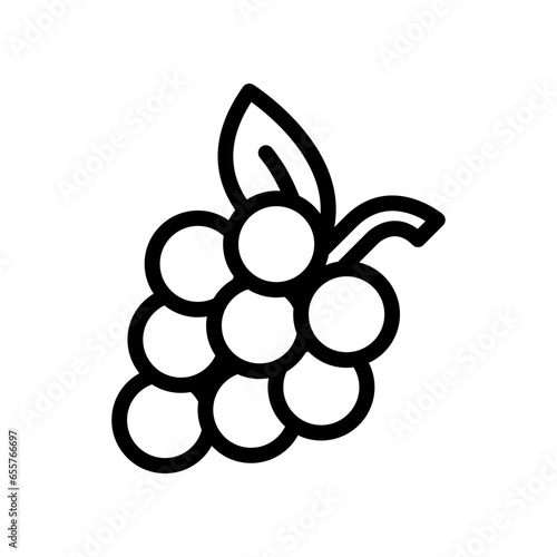 Bunch of grapes with leaf. Nature wine, Grapevine Food fruit Outlined silhouette. organic fresh grape for vegan, vegetarian, icon.Vector illustration filled outline style