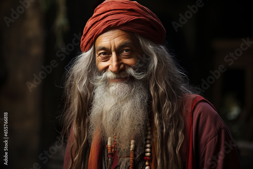 Aura of wisdom surrounded aged Eastern sage, who wore gentle smile and sported gray beard.