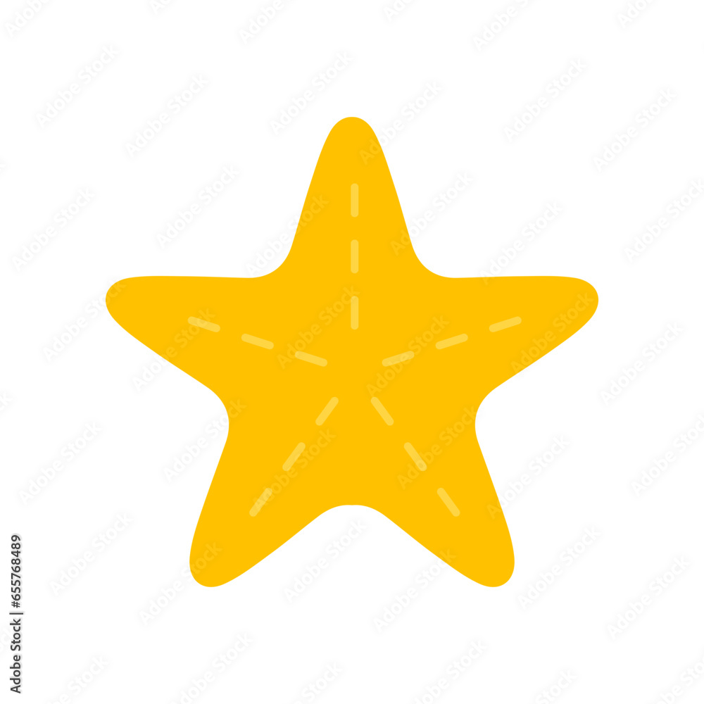 Starfish for summer design elements. underwater invertebrate ocean animal. silhouette of Star fish Marine beach icon for logo Apps, Website . Vector illustration filled outline style