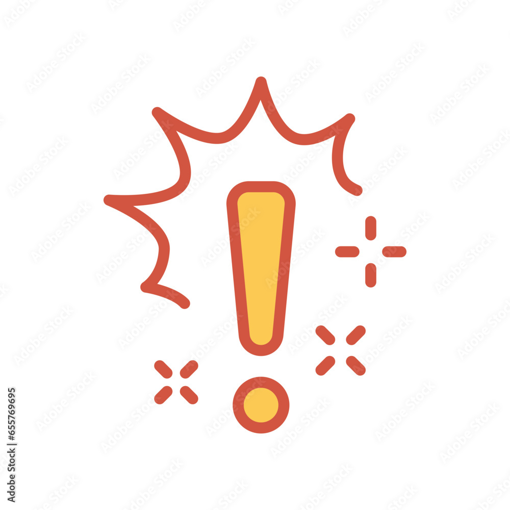 Exclamation mark signal for warning symbol. hazard cautions