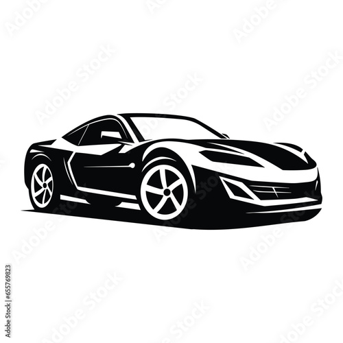 Sports car black color isolated on white