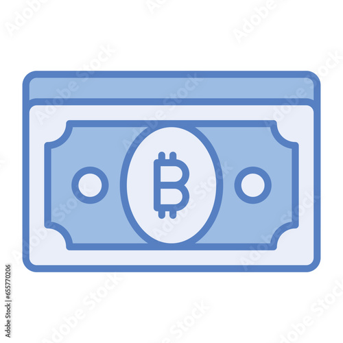 Check this beautiful icon of bitcoin banknote, paper currency, cryptocurrency