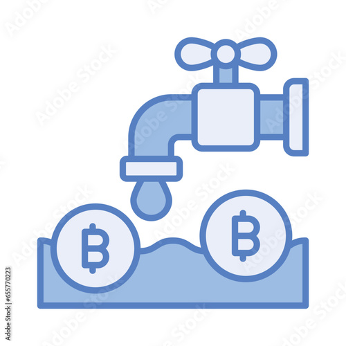 Check this beautiful icon of bitcoin faucet, editable vector design, money tap