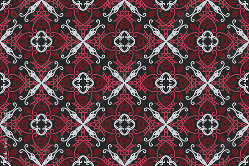 oriental patterns. White, red and black background with Arabic ornaments. Pattern, background and wallpaper for your design. Textile ornament. Vector illustration.