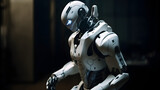 Anthropomorphic Robot humanoid, cyborg on blurred background