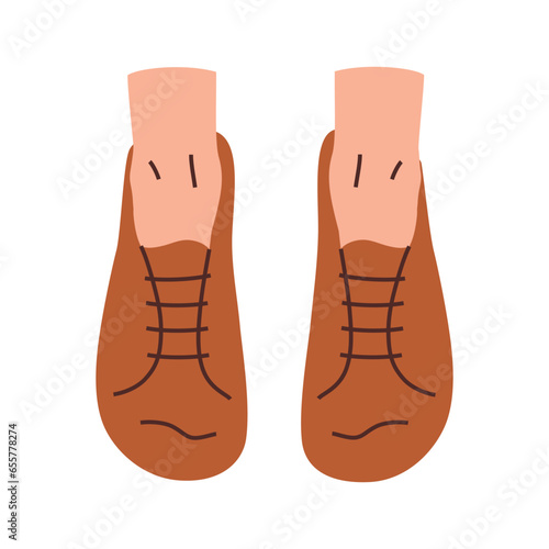 Barefoot shoes icon, casual lace flats, vector doodle illustration of minimalist women and men footwear, healthy shoes with wide toe box, human feet in sneakers, leather or canvas shoes with lace