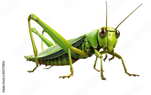 Stunning Green Grasshopper Isolated on White Transparent Background. ©  Creative_studio