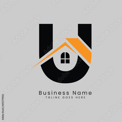 U Letter Real Estate Logo, Vector illustration Template Concept Design Logo for Property Business Image Start with Alphabet U