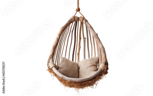 Comfort Rustic Hanging Chair Isolated on White Background