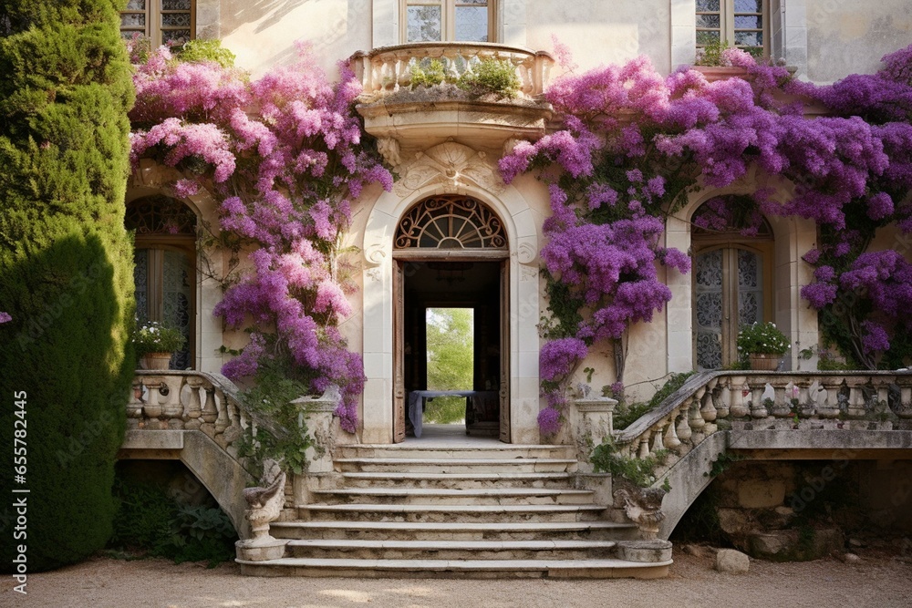The entrance of a Provençal mansion. Generative AI