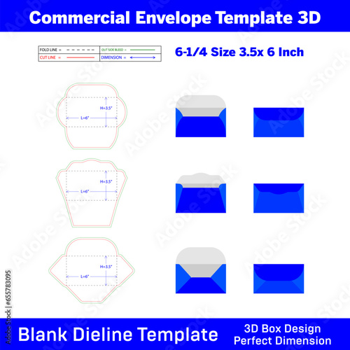 Commercial Envelope Template 3d Size 3.5x 6 Inch