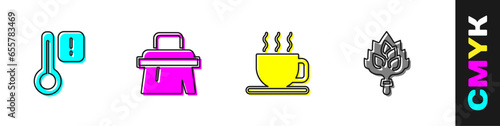 Set Sauna thermometer, brush, Cup of tea and broom icon. Vector