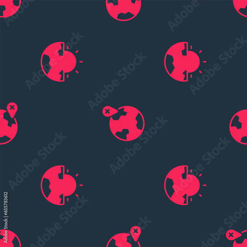 Set Earth core structure crust and Location on the globe on seamless pattern. Vector